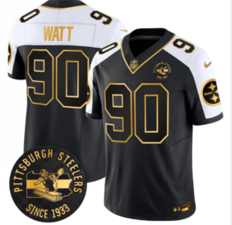Men 2025 Nike Pittsburgh Steelers #90 Watt Black 3th generation Limited NFL Jersey 041
